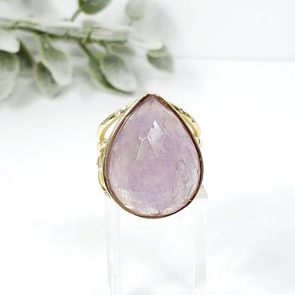 Pink Amethyst Crystal Ring for Love and Tranquility