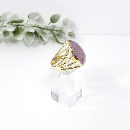 Pink Amethyst Crystal Ring for Love and Tranquility