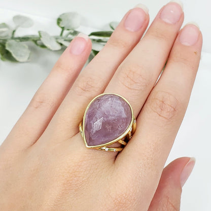 Pink Amethyst Crystal Ring for Love and Tranquility