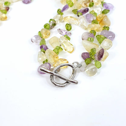 Double Strand Necklace with Citrine, Amethyst and Peridot