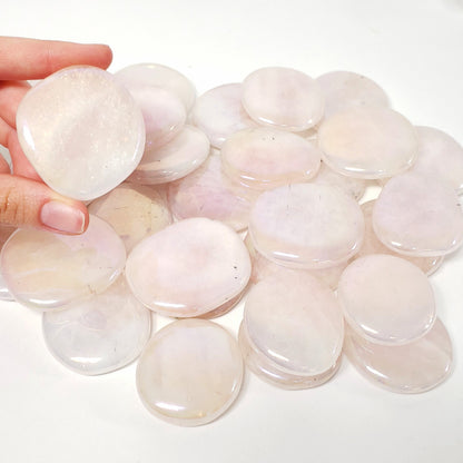 Aura Rose Quartz Smooth Pocket Stone