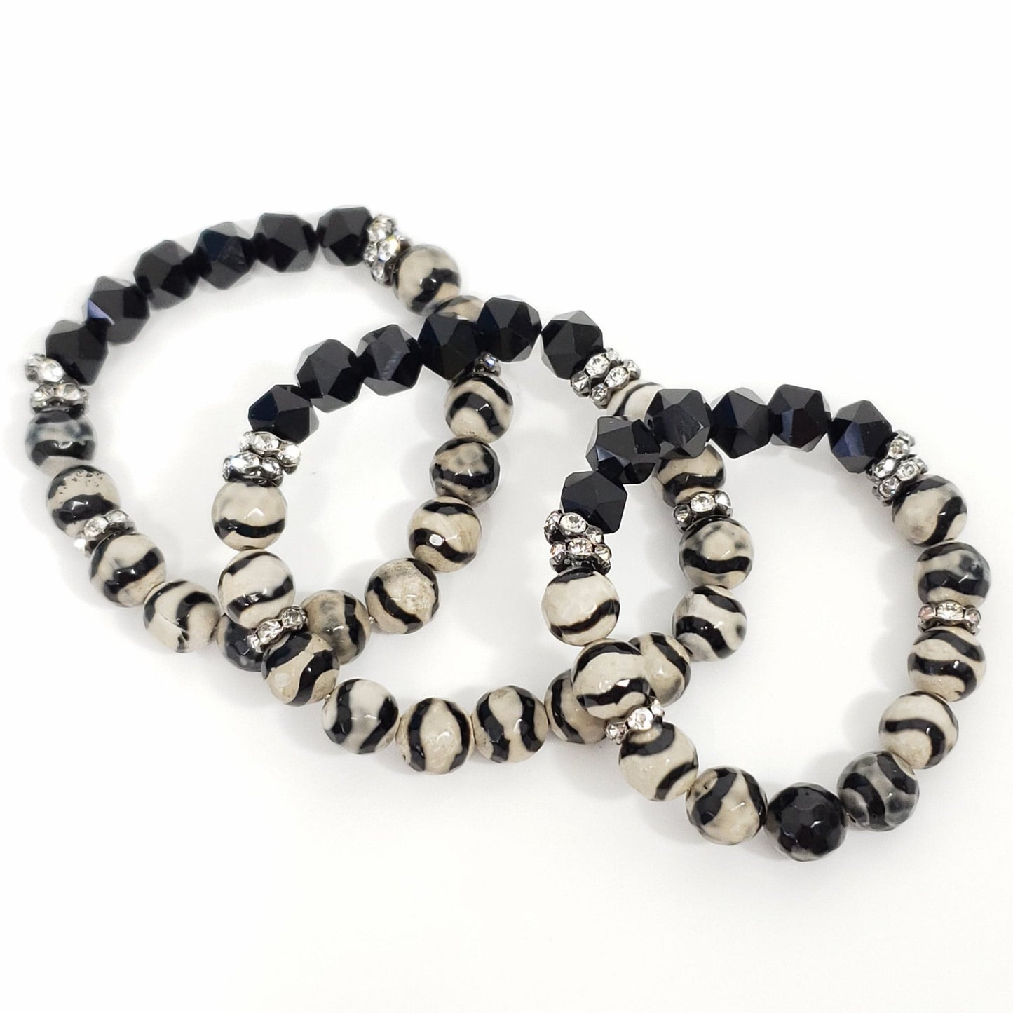 Black Onyx and Agate Bracelet for Balance and Protection