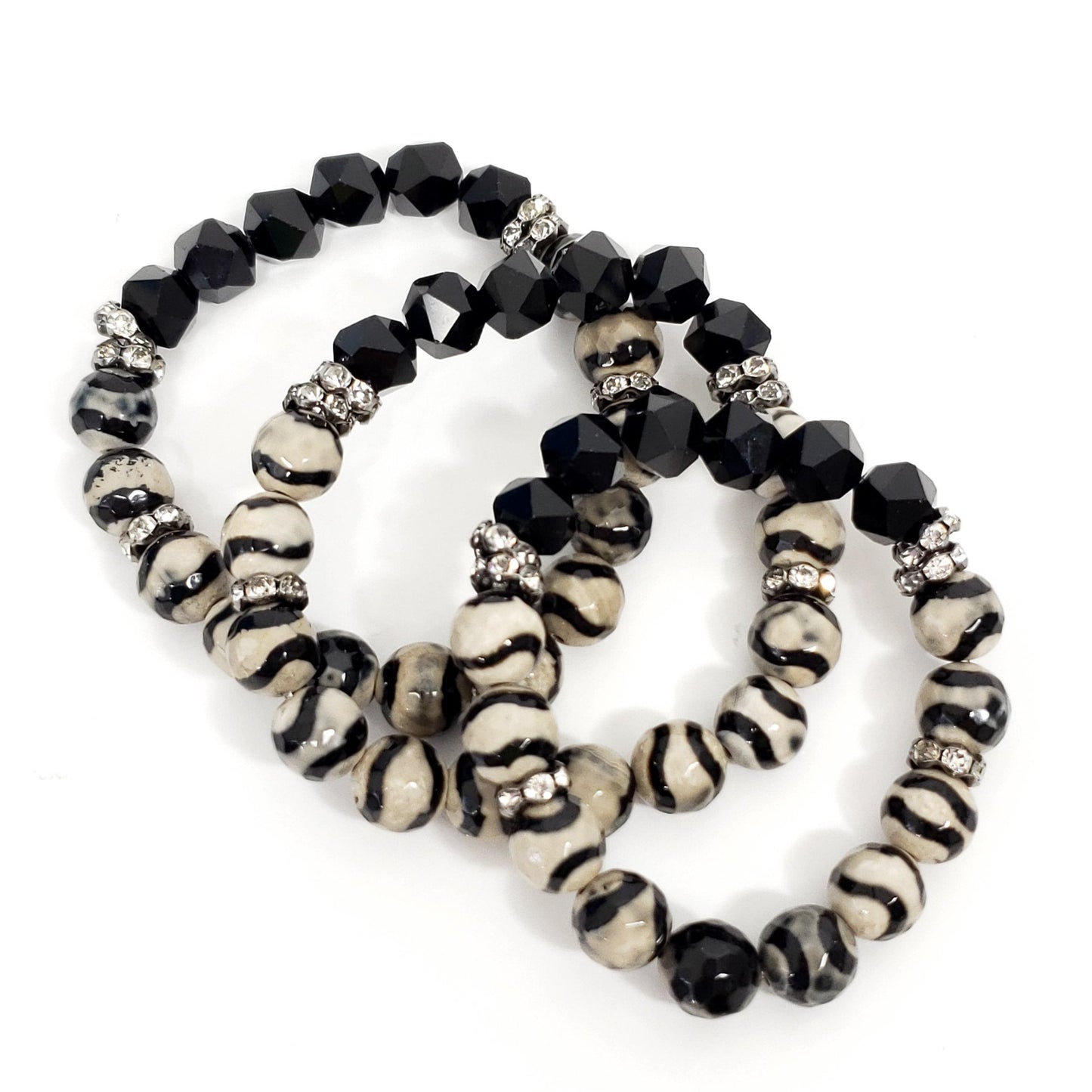 Black Onyx and Agate Bracelet for Balance and Protection