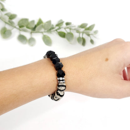 Black Onyx and Agate Bracelet for Balance and Protection