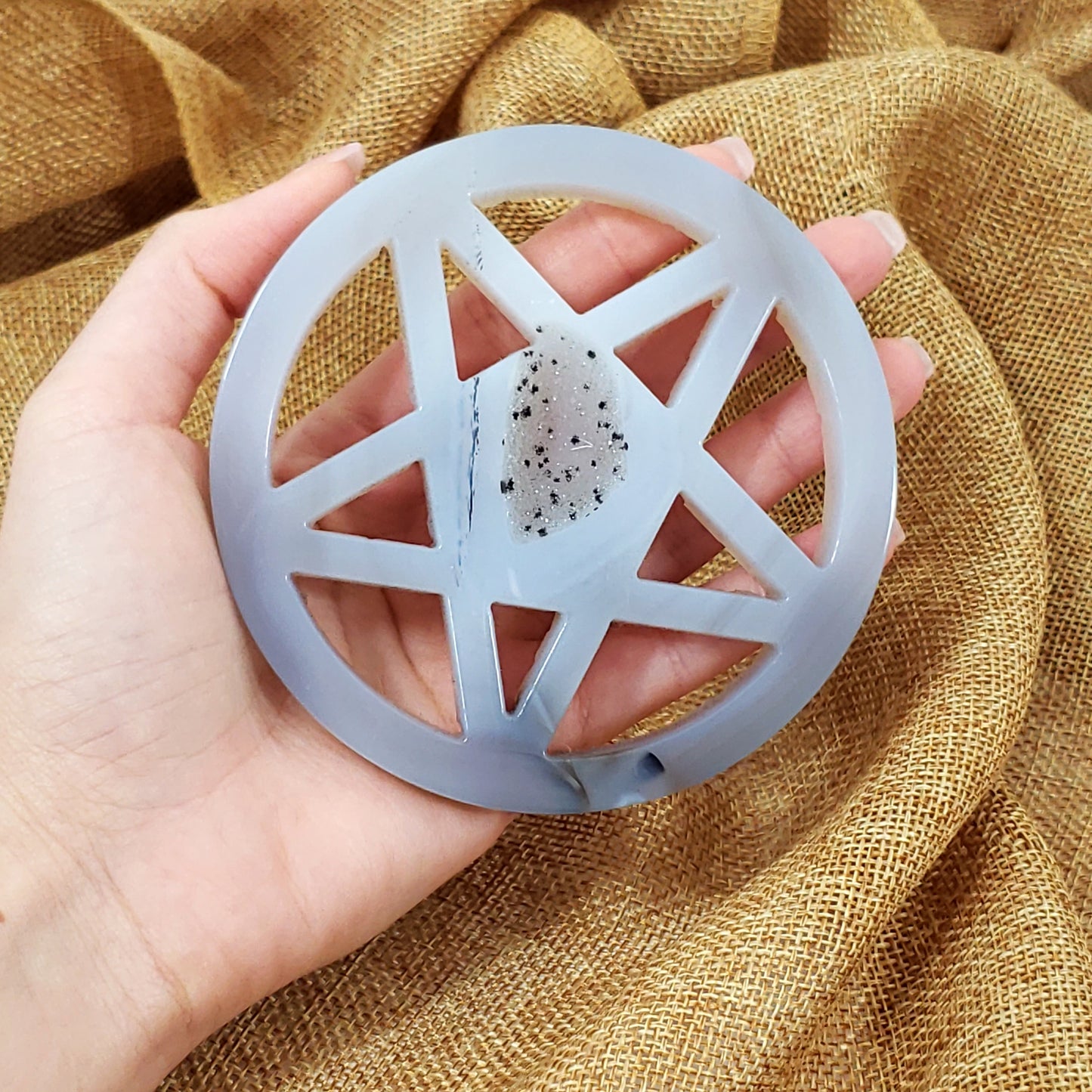 Druzy Agate Pentacle 96mm