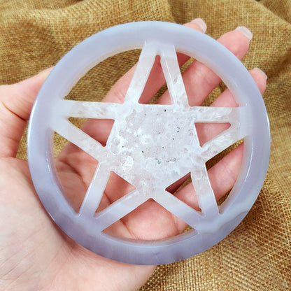 Druzy Agate Pentagram (96mm)