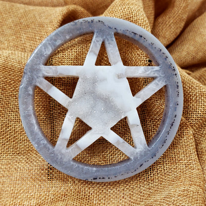 Druzy Agate Pentagram 95mm