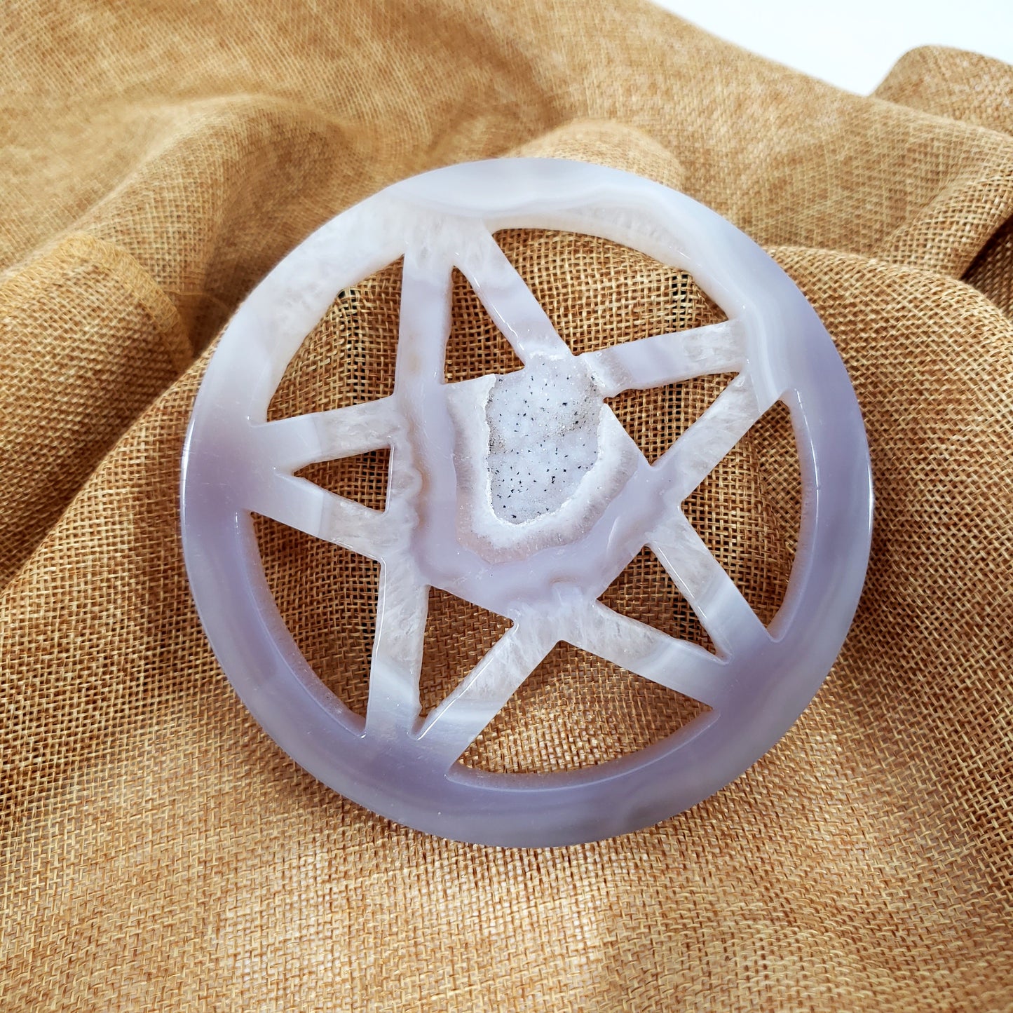 Druzy Agate Pentagram (124mm)