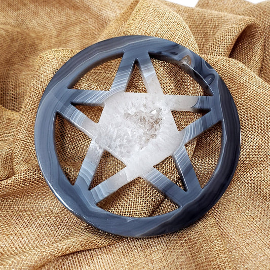 Druzy Agate Pentagram (122mm)