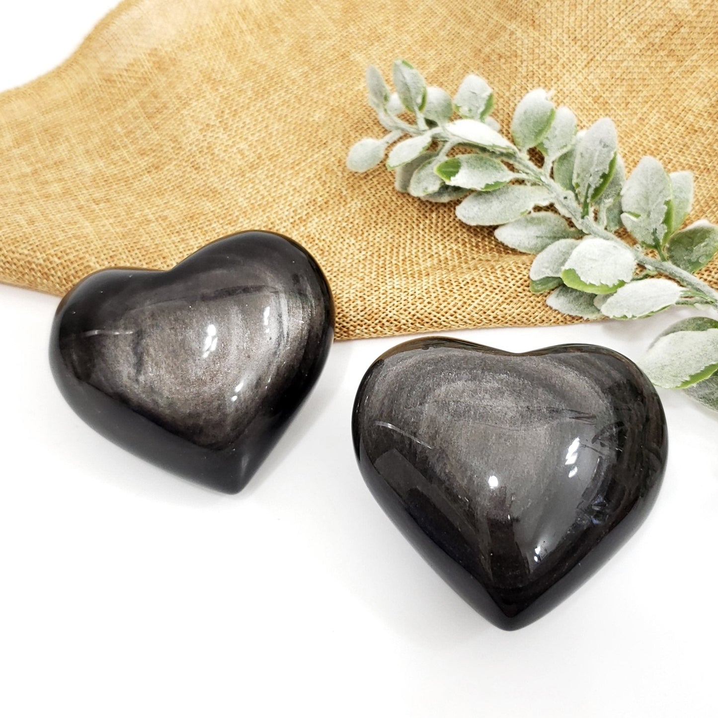 Silver Sheen Obsidiain Heart