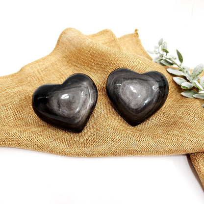 Silver Sheen Obsidiain Heart