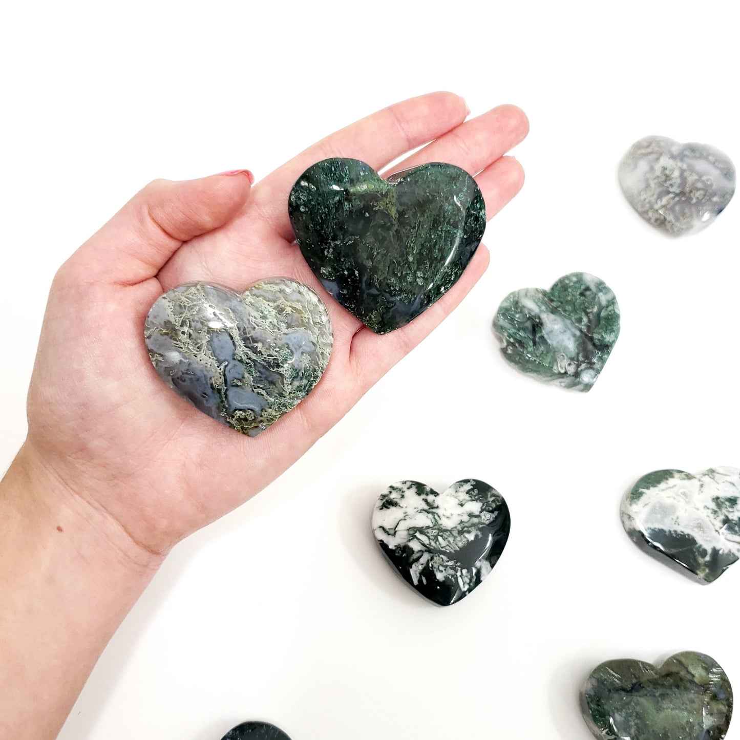 Green Moss Agate Heart