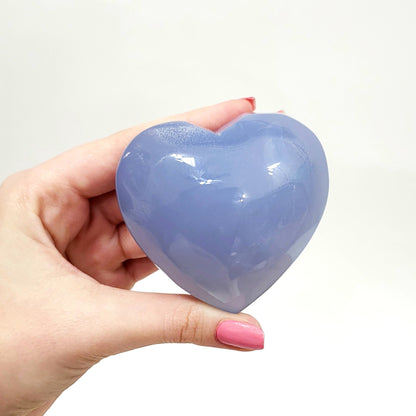 Blue Chalcedony Puffed Heart, 70mm