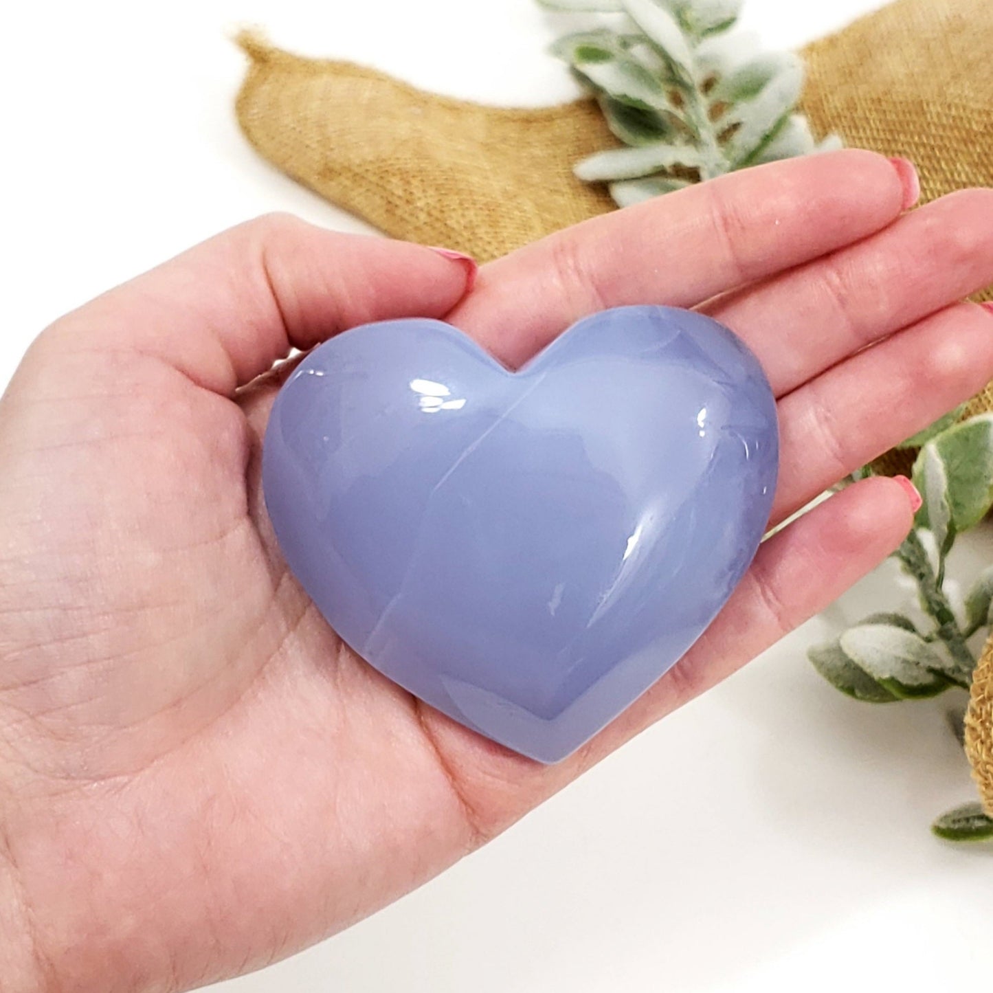 Blue Chalcedony Heart, 66mm