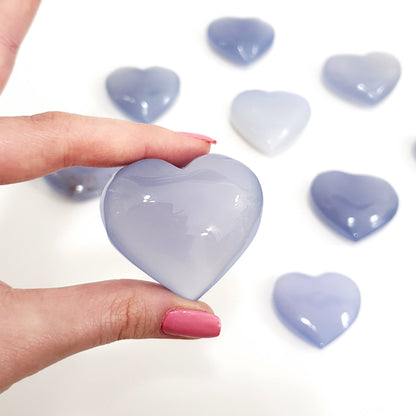 Blue Chalcedony Crystal Hearts