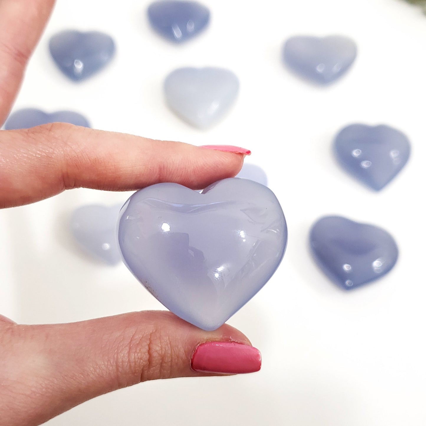 Blue Chalcedony Crystal Hearts