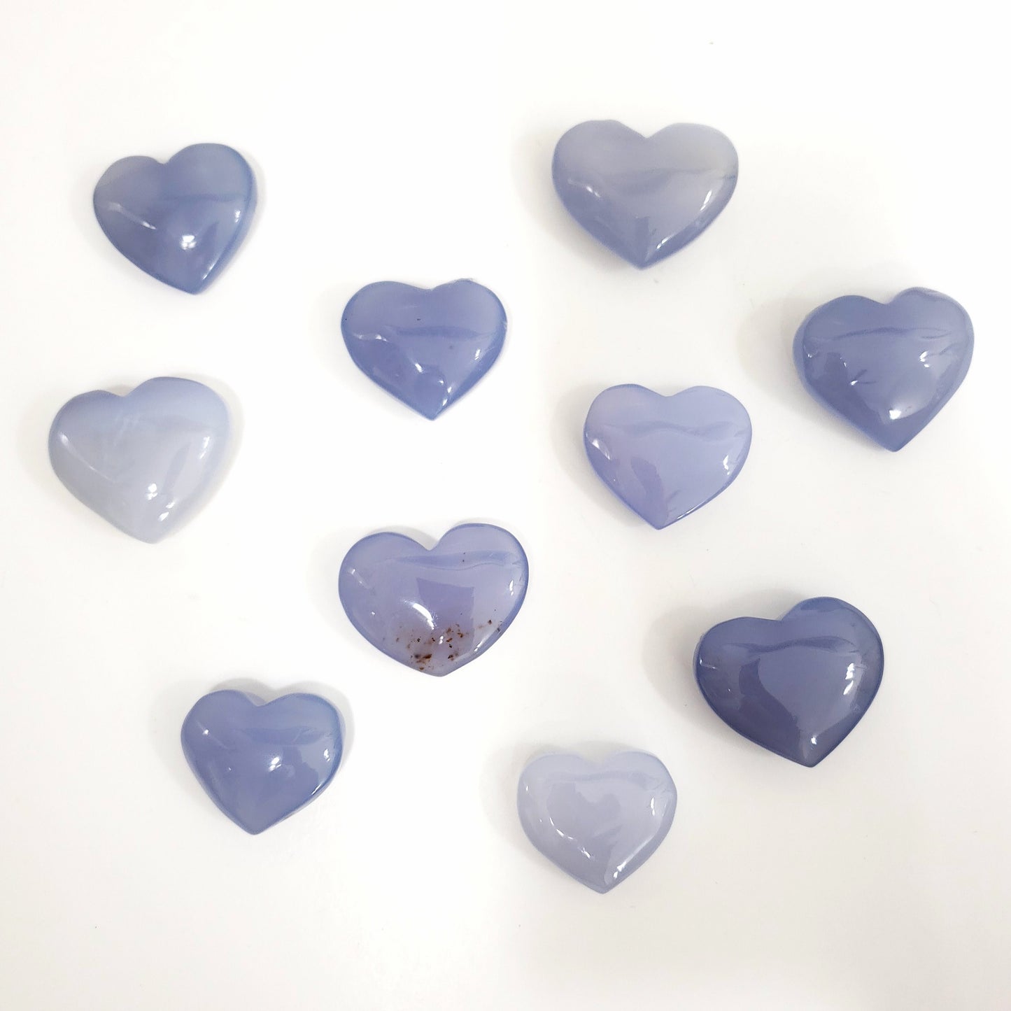 Blue Chalcedony Crystal Hearts