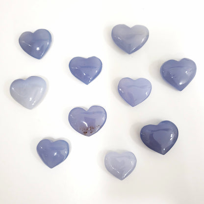 Blue Chalcedony Crystal Hearts