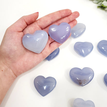 Blue Chalcedony Crystal Hearts