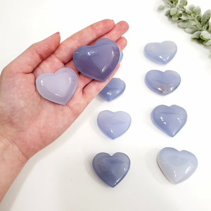 Blue Chalcedony Crystal Hearts