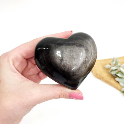 Silver Sheen Obsidiain Heart