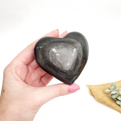 Silver Sheen Obsidiain Heart