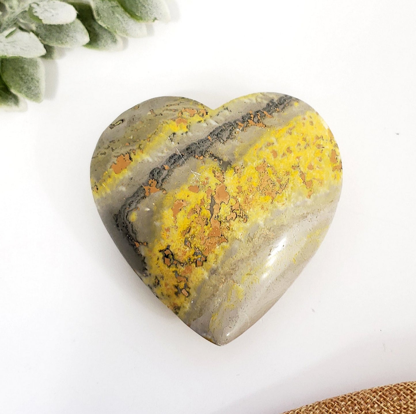 Bumble Bee Jasper Crystal Heart, 83mm