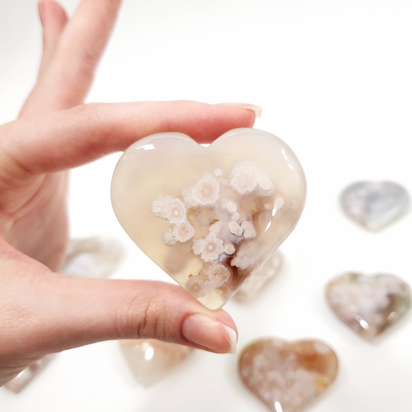 Small Flower Agate Hearts