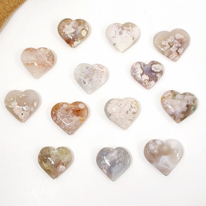 Small Flower Agate Hearts