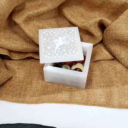 Selenite Box with Etched Fairy Lid