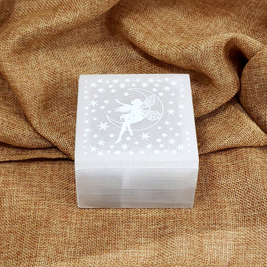 Selenite Box with Etched Fairy Lid