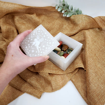 Selenite Box with Etched Fairy Lid