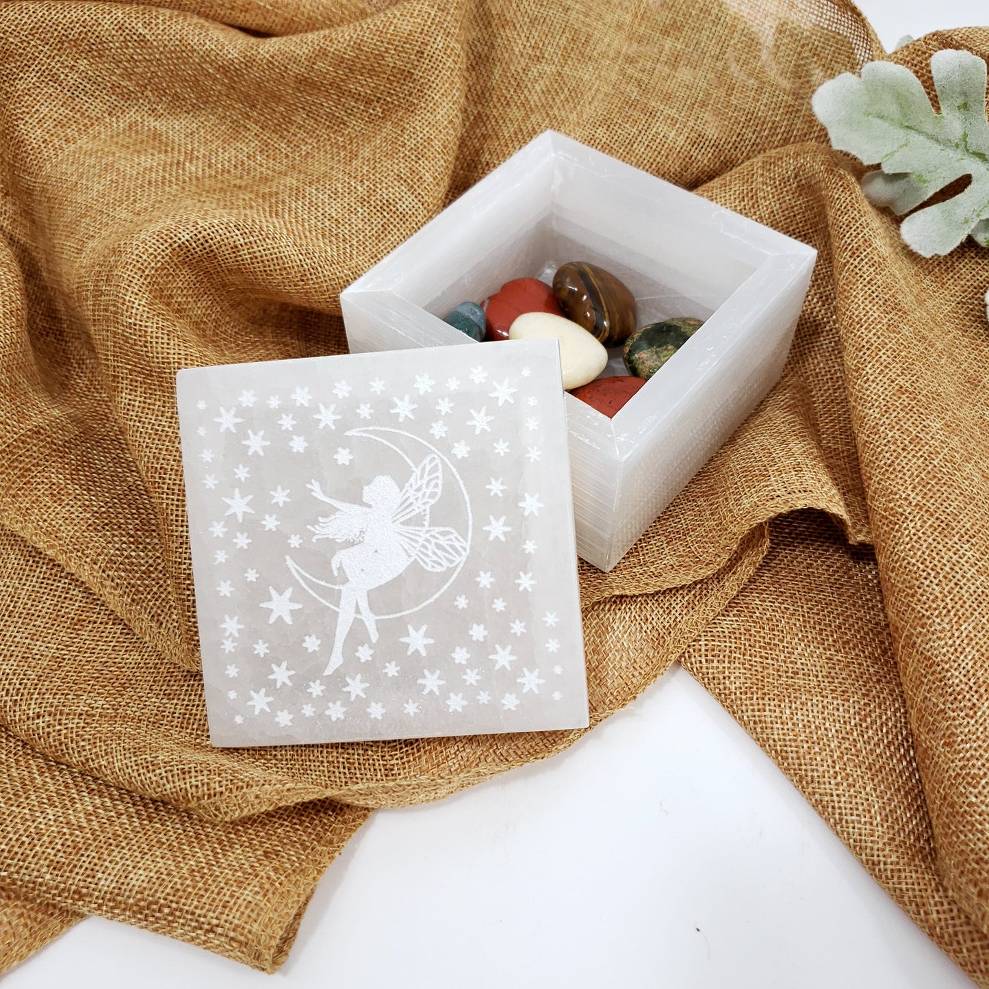 Selenite Box with Etched Fairy Lid