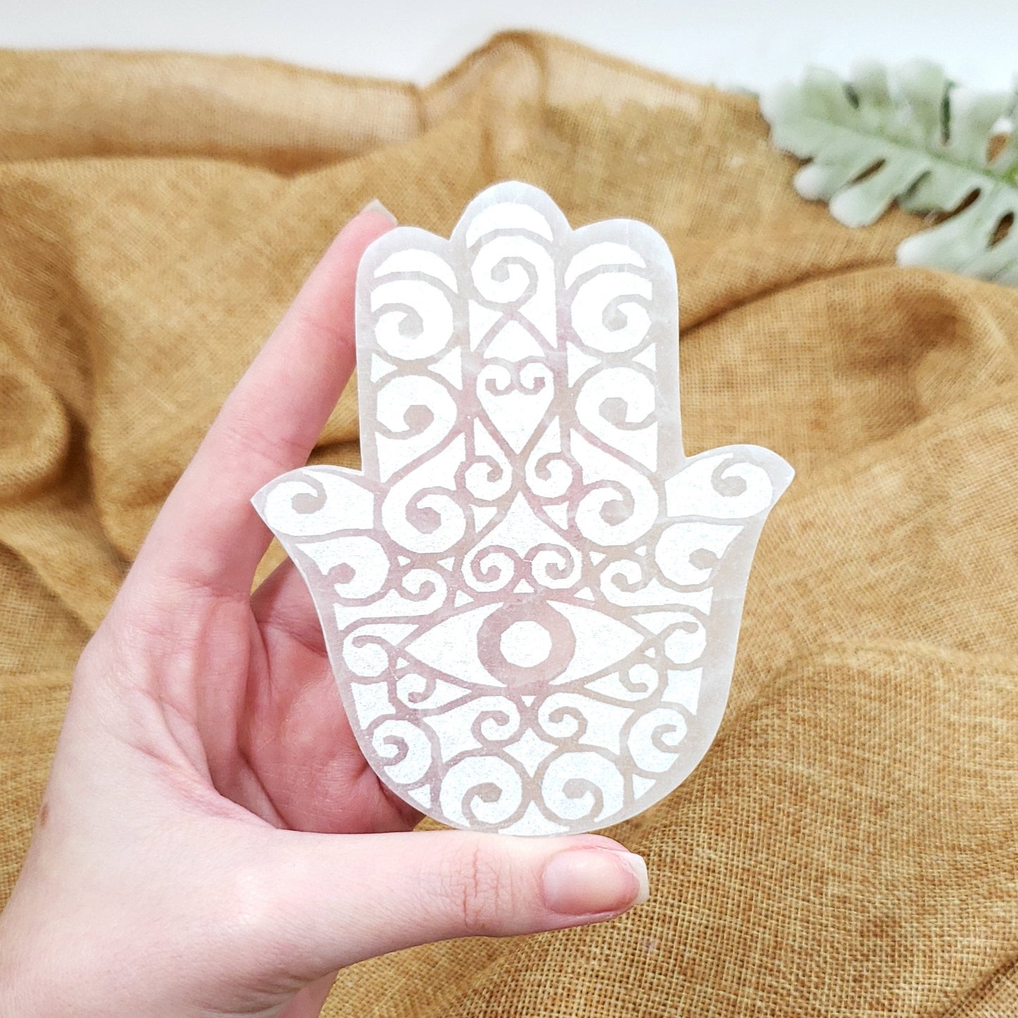 Selenite Hamsa, 4"