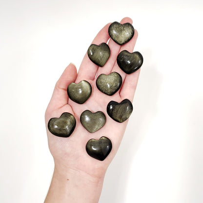 Golden Sheen Obsidian Small Hearts