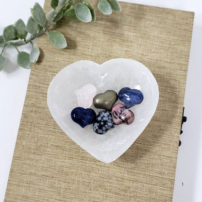 Selenite Heart-Shaped Bowl with Smooth Matte Finish for Subtle Elegance