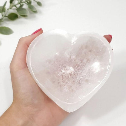 Selenite Heart-Shaped Bowl with Smooth Matte Finish for Subtle Elegance