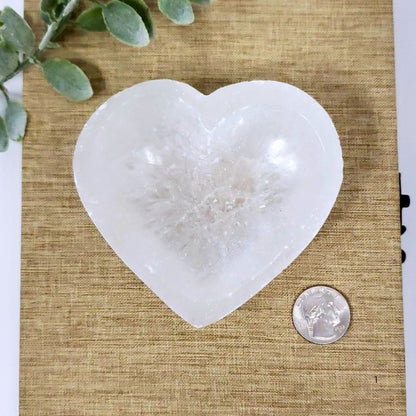 Selenite Heart-Shaped Bowl with Smooth Matte Finish for Subtle Elegance