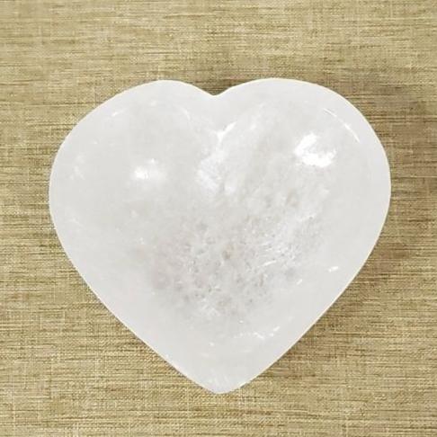 Selenite Heart-Shaped Bowl with Smooth Matte Finish for Subtle Elegance