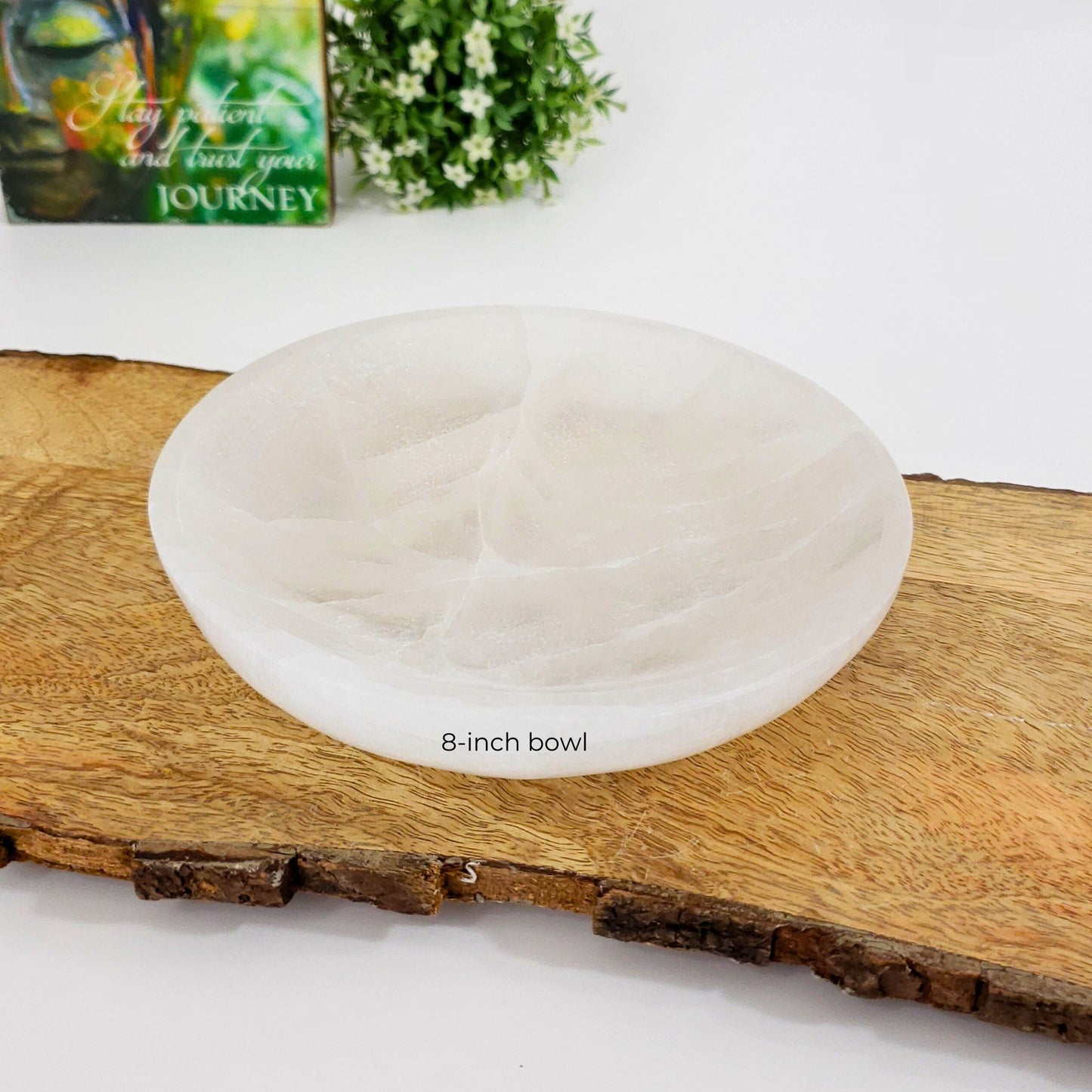 XL 8-Inch Selenite Bowl – Premium Satin Spar from Morocco