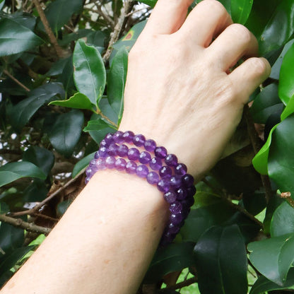 Amethyst Faceted Beaded Bracelet for Anxiety and Stress