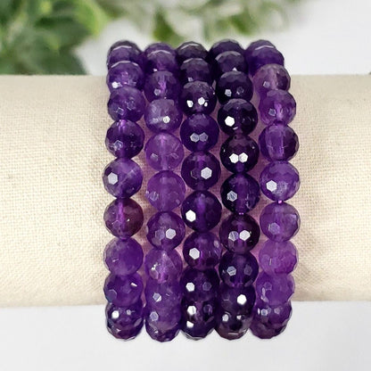 Amethyst Faceted Beaded Bracelet for Anxiety and Stress