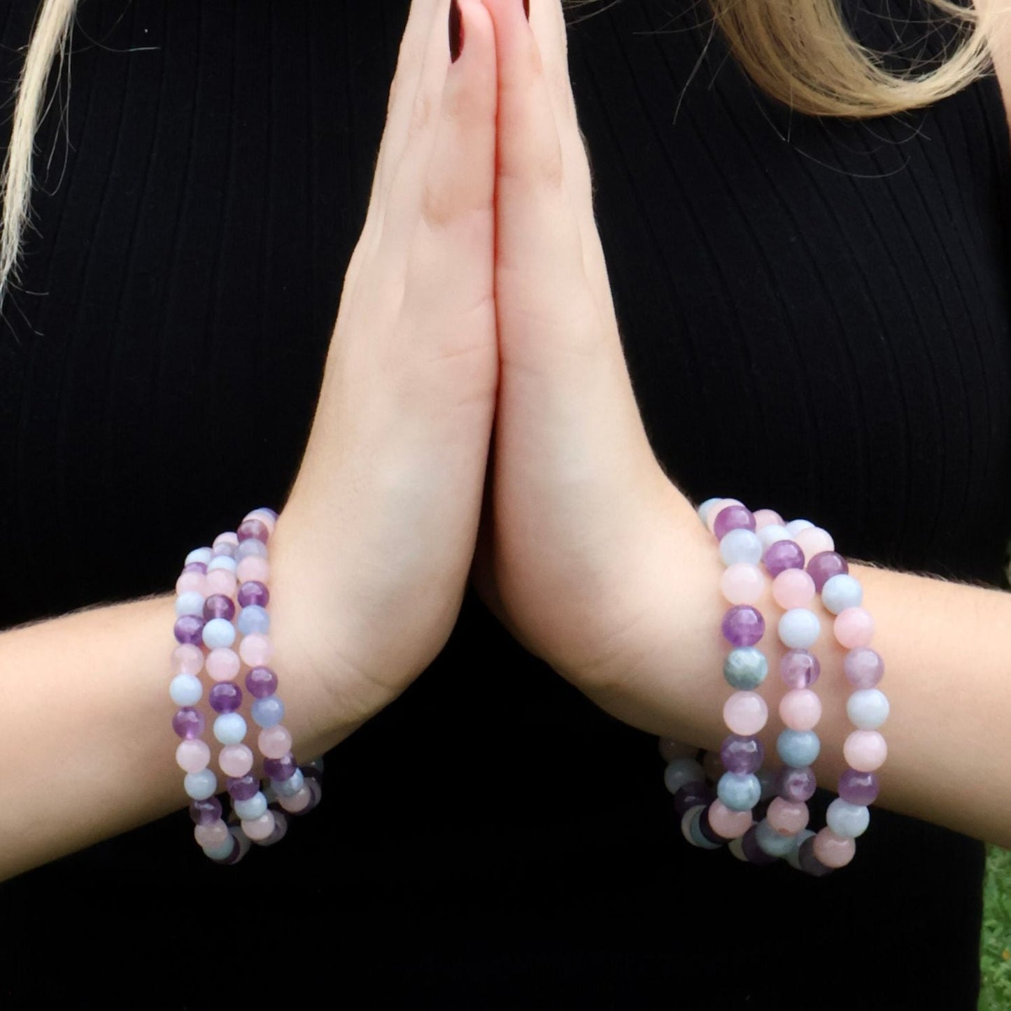 Amethyst, Aquamarine & Rose Quartz Bracelet