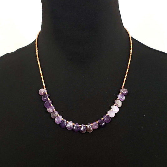 Amethyst Crystal Beaded Necklace