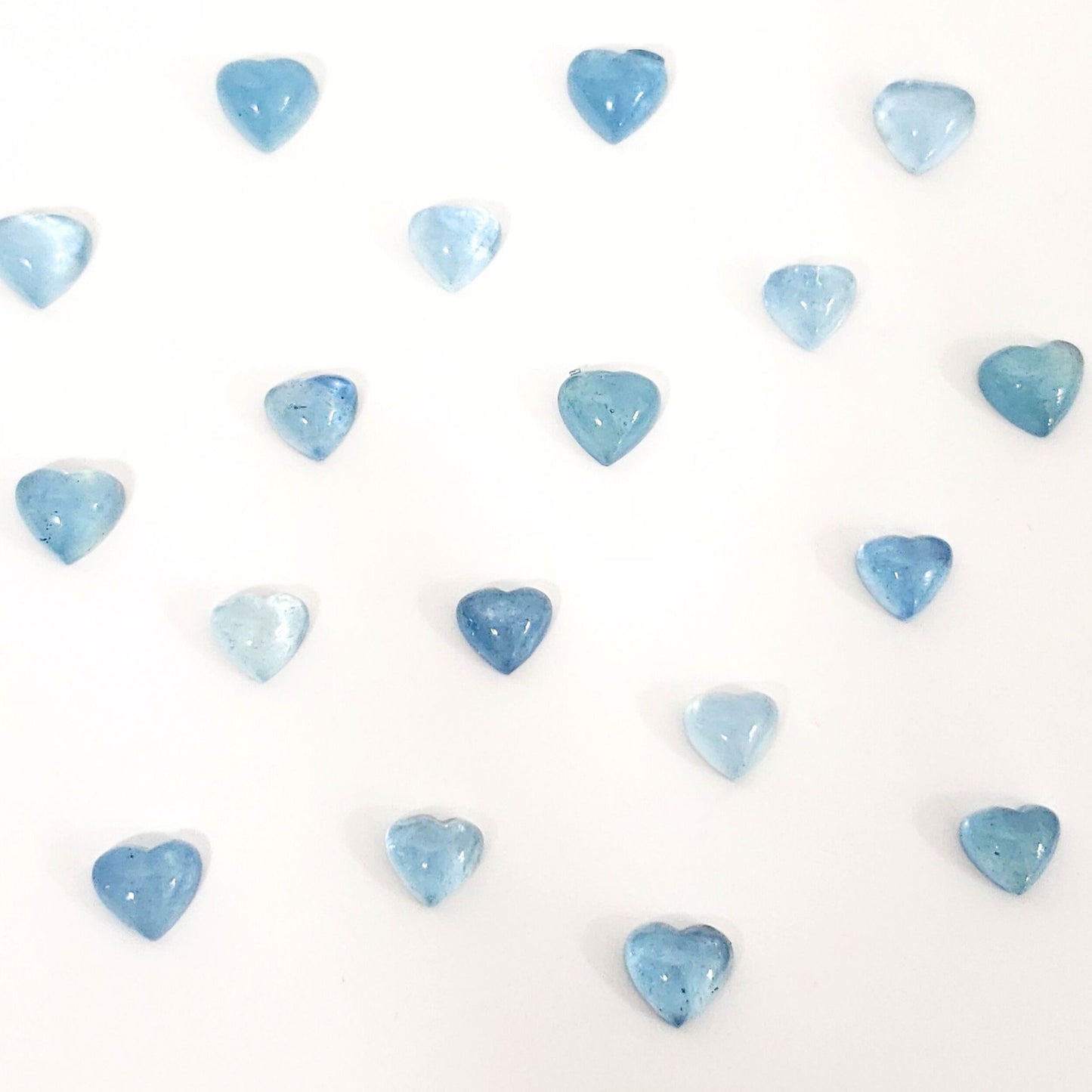 Tiny Aquamarine Crystal Hearts