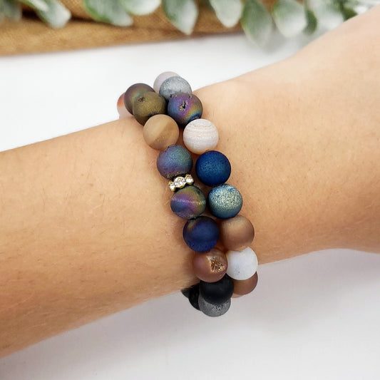 Druzy Agate Bracelet in Autumn Colors - Bling or No Bling