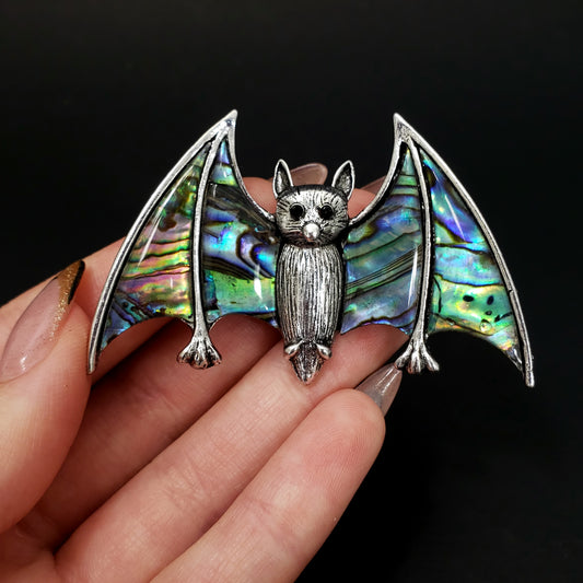 Abalone Shell Bat Pin/Necklace