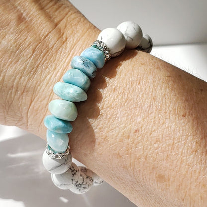 Larimar and Howlite Summer Vibes Bracelet for Tranquility