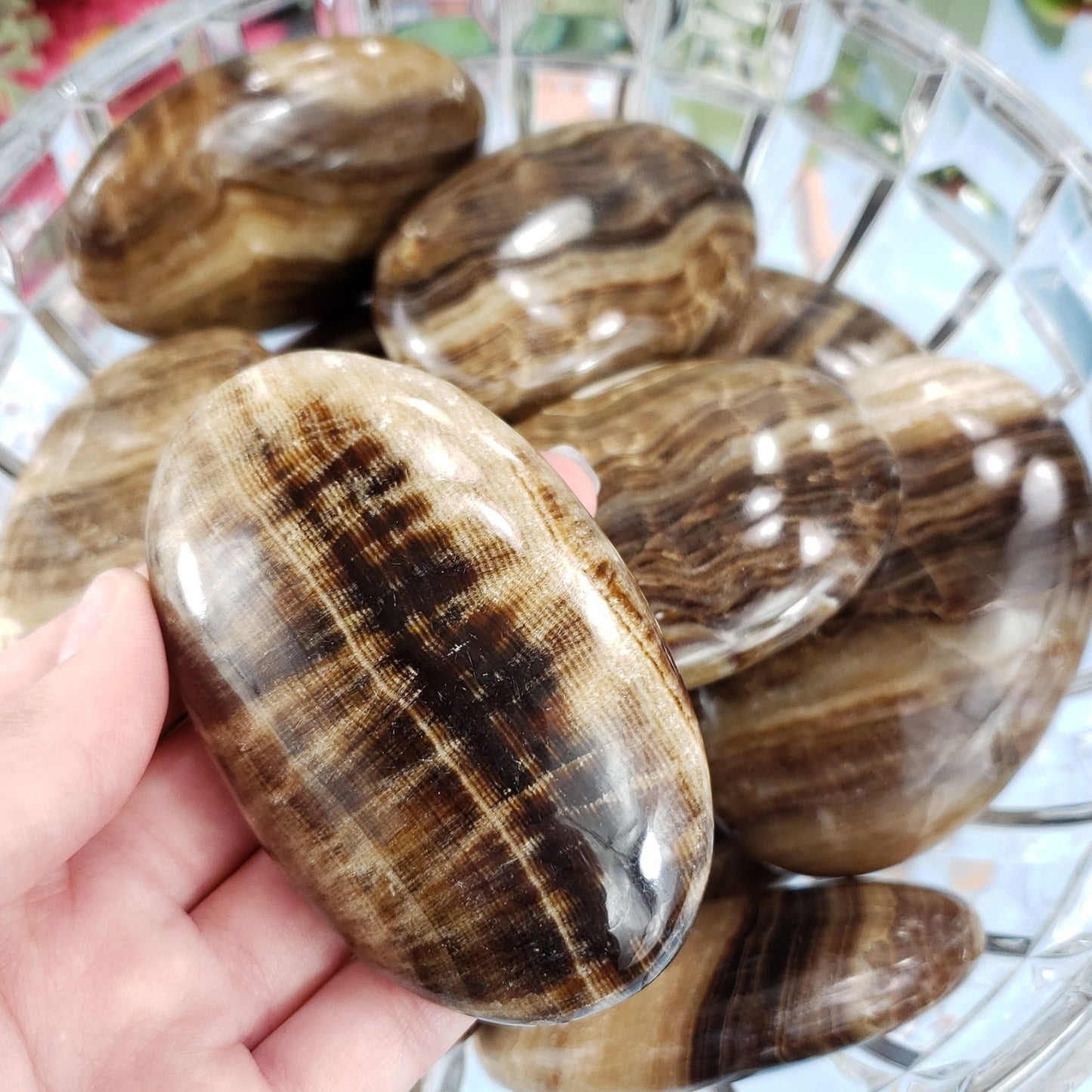 Chocolate Calcite Palm Stone