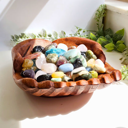 Artisanal Wooden Bowl with Open Hands Design